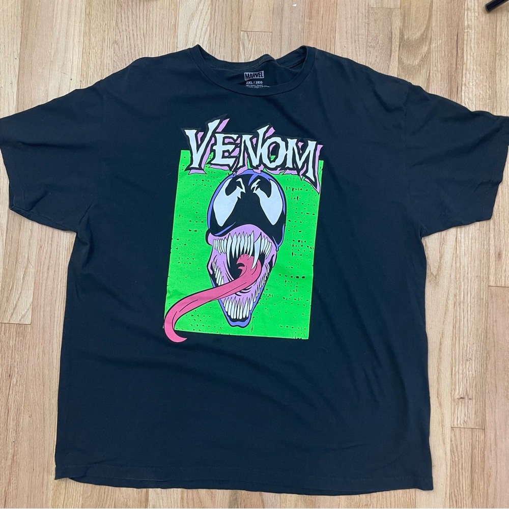 Venom T-Shirt 2XL Black Graphic Comic Movie Tee Marvel Casual